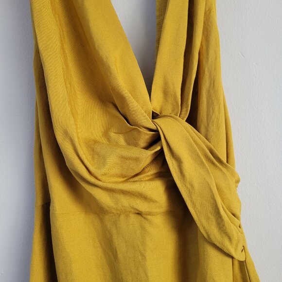 NWT Zara Mustard Yellow Halter-top Maxi Dress Size L Elegant and Classy - Picture 5 of 6